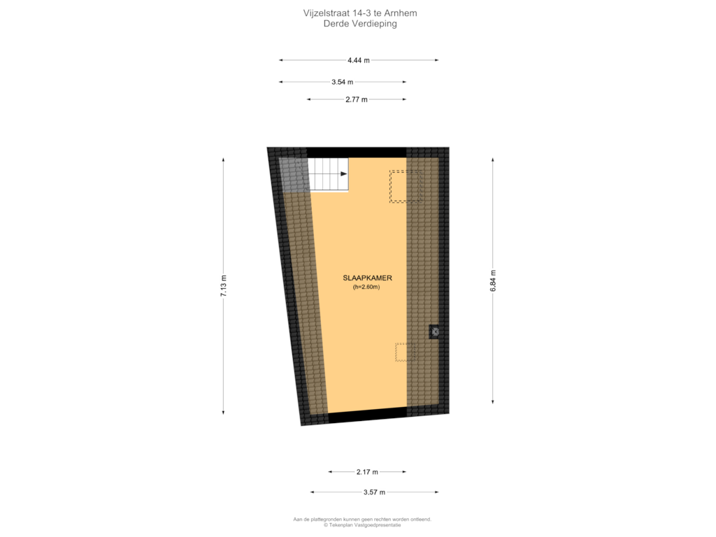 Bekijk plattegrond van Derde Verdieping van Vijzelstraat 14-3