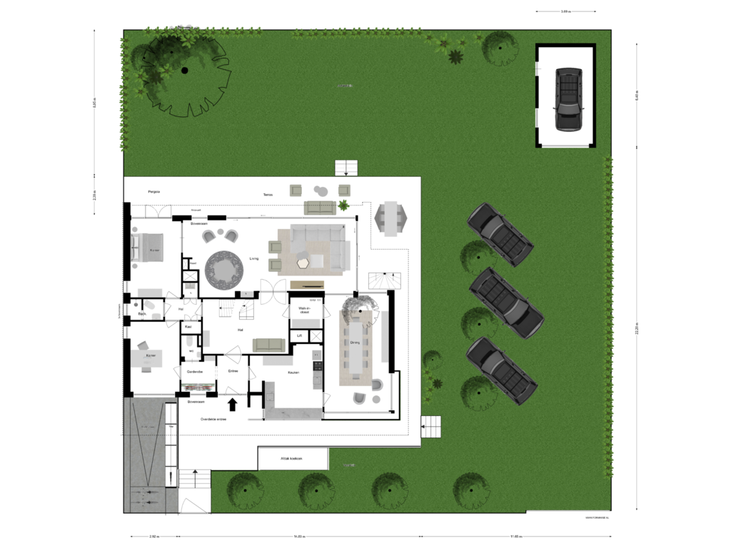 Bekijk plattegrond van BEGANE GROND van Minervalaan 103