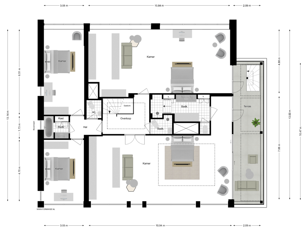 Bekijk plattegrond van 1e VERDIEPING van Minervalaan 103