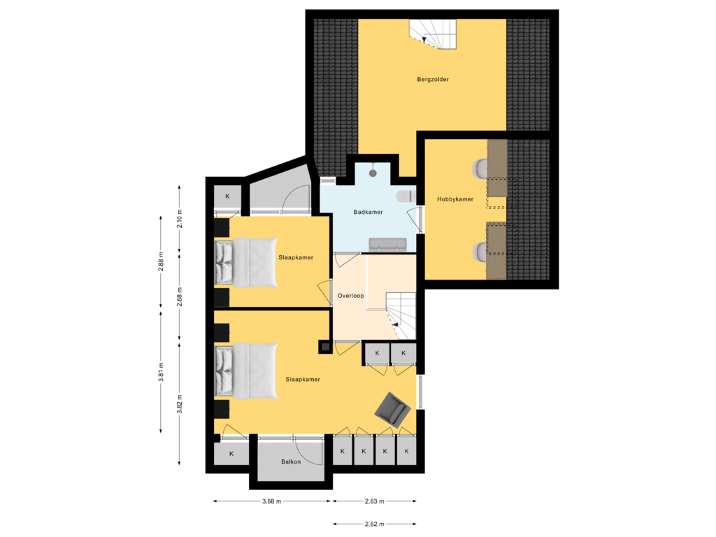 Bekijk plattegrond van 1e Verdieping van Kerkstraat 112