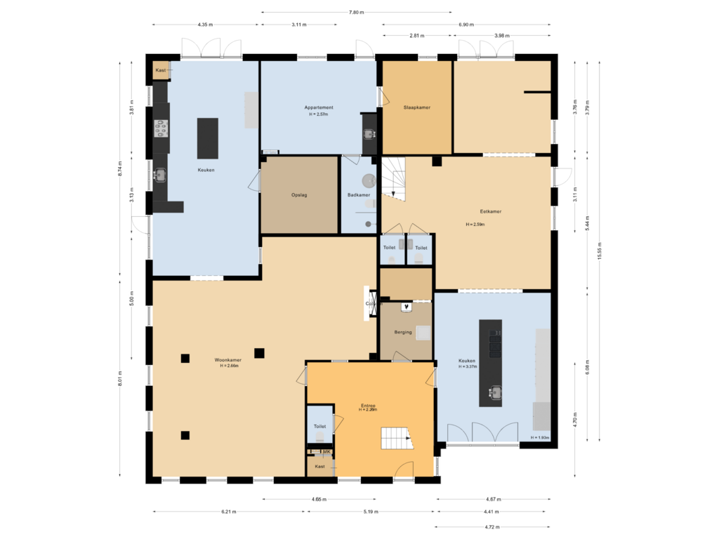 View floorplan of Begane grond of Nesweg 2