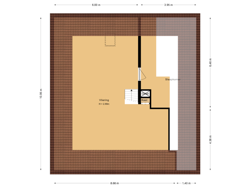 View floorplan of Tweede verdieping of Nesweg 2