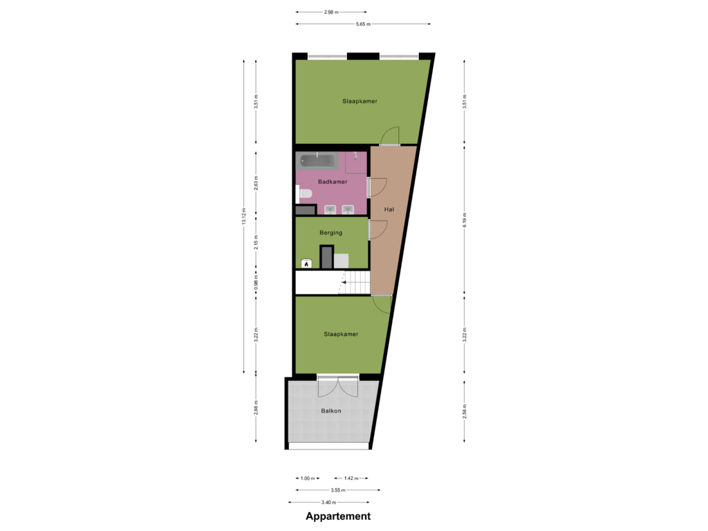 Bekijk plattegrond van Appartement van Achter de Steenen Trappen 26