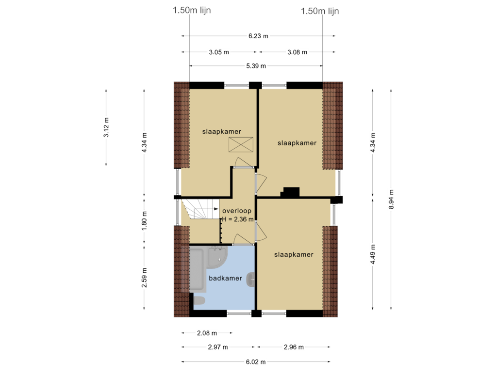 Bekijk plattegrond van 1e verdieping van Dergmeerweg 35