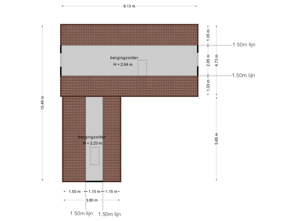 Bekijk plattegrond van Berging zolder van Dergmeerweg 35