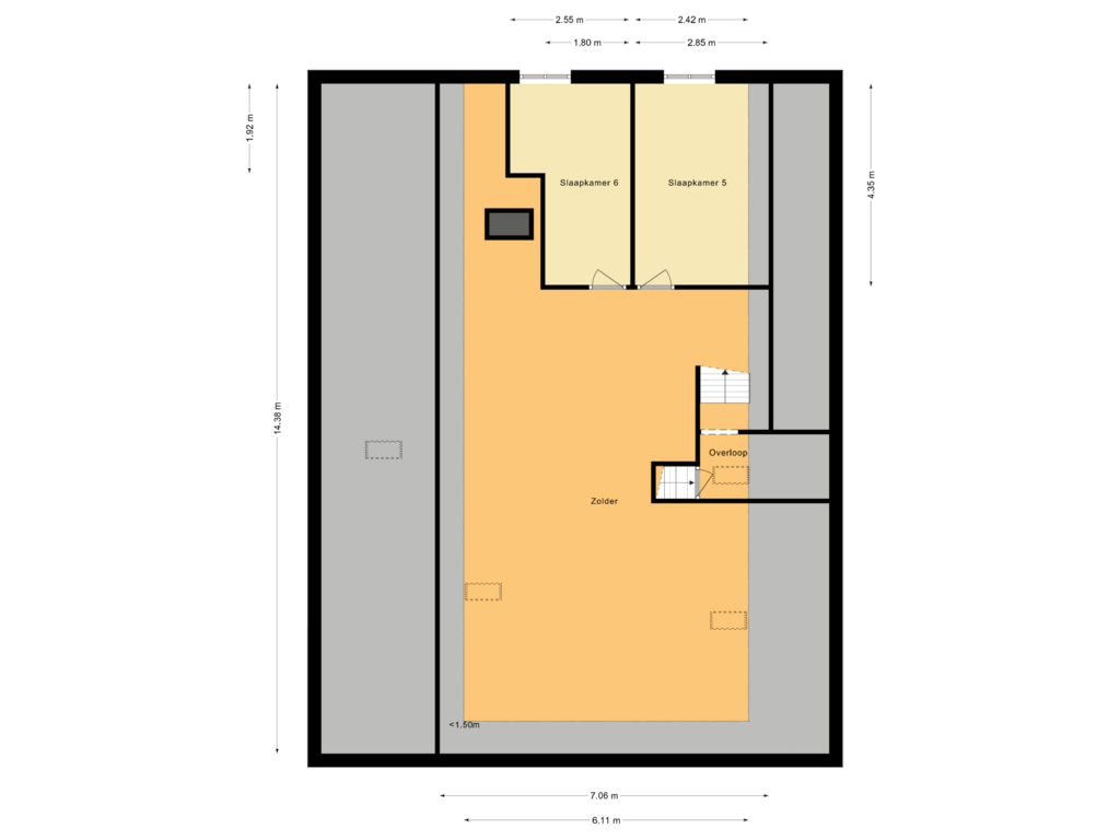 Bekijk plattegrond van Eerste verdieping van Kerkstraat 50