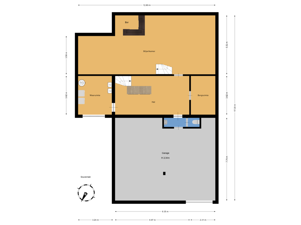 Bekijk plattegrond van Souterrain van Groot Haesebroekseweg 53-A