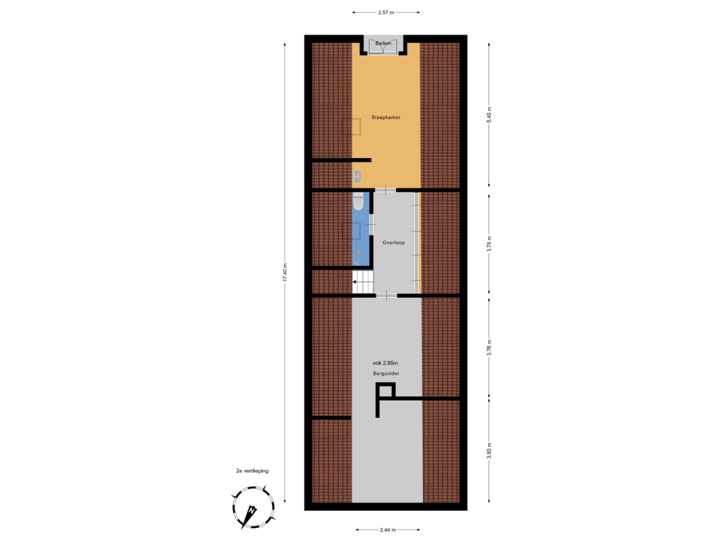 Bekijk plattegrond van 2e verdieping van Groot Haesebroekseweg 53-A