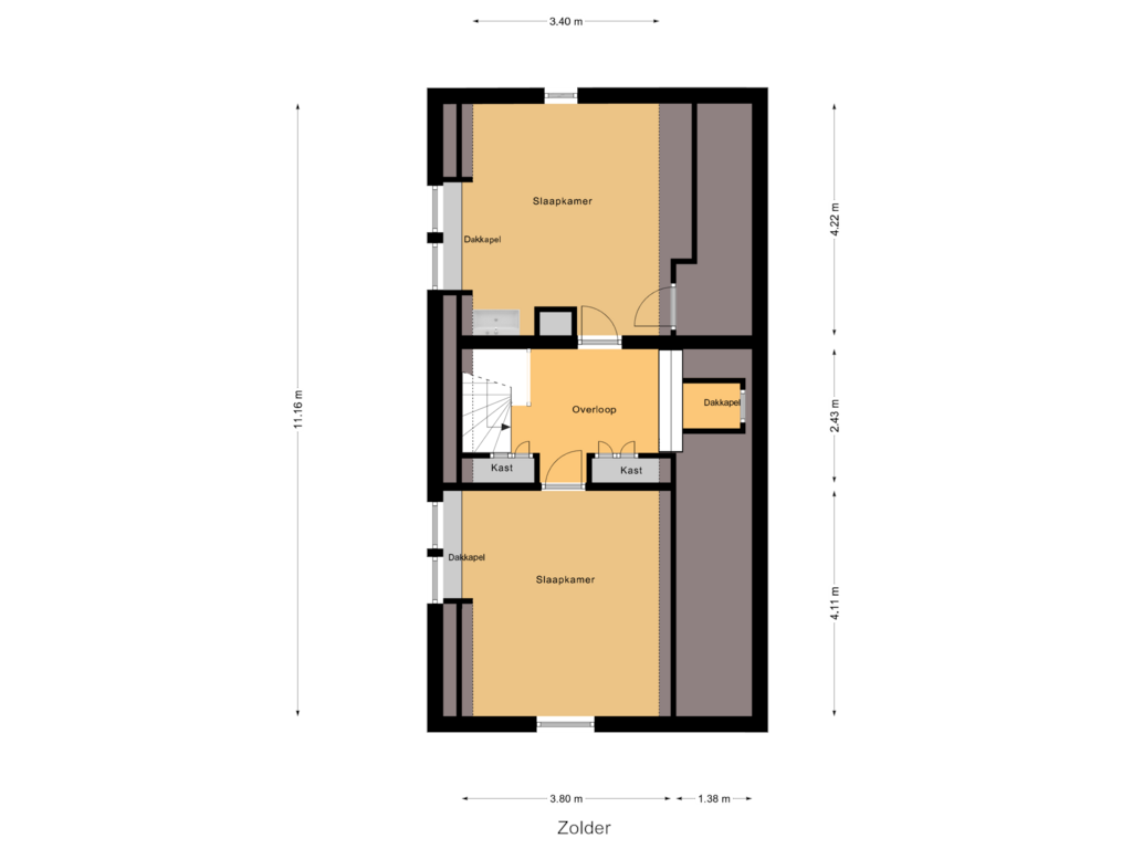 Bekijk plattegrond van Zolder van Waaldijk 77