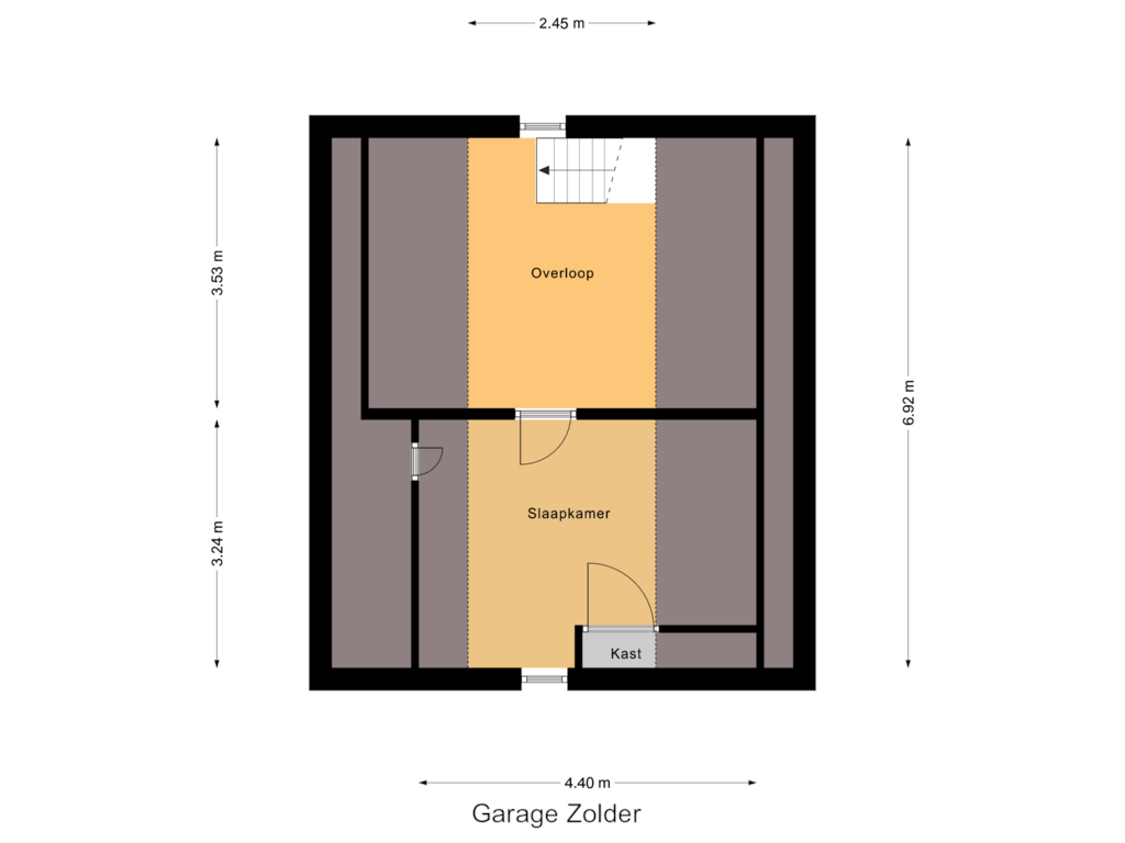 Bekijk plattegrond van Garage Zolder van Waaldijk 77