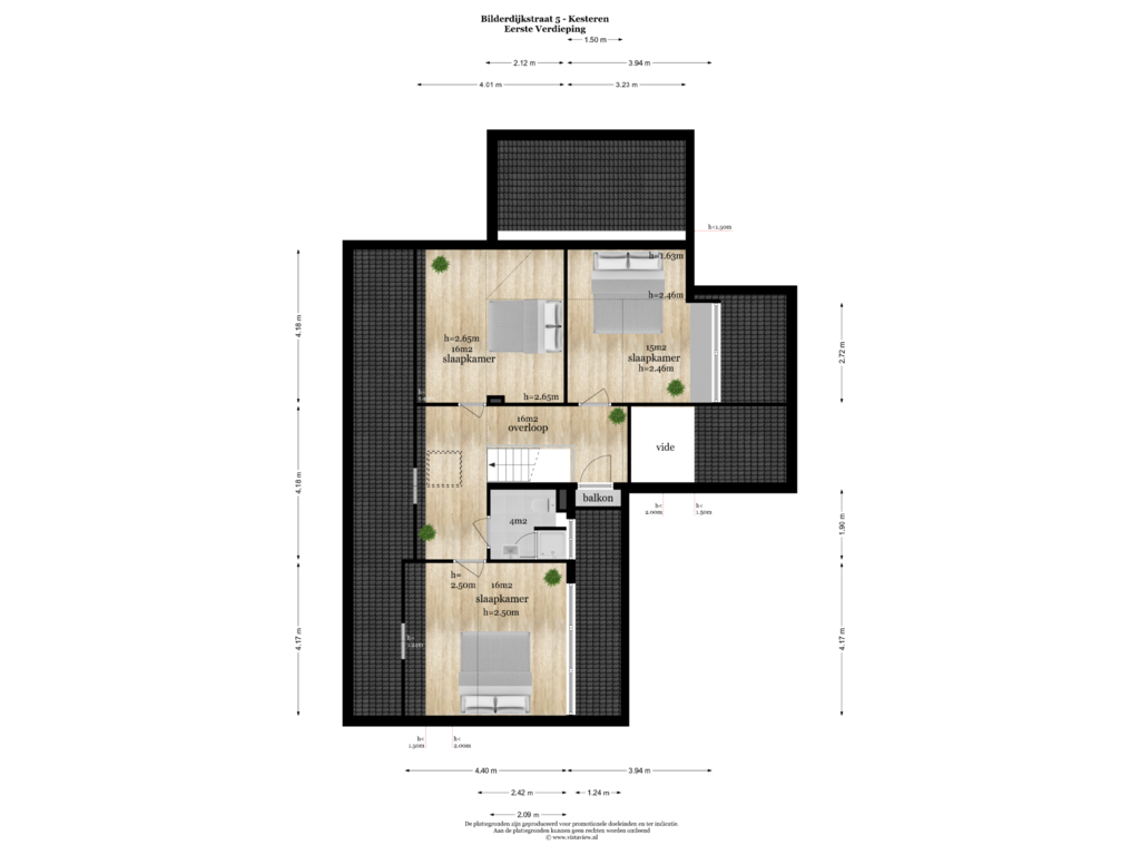 View floorplan of EERSTE VERDIEPING of Bilderdijkstraat 5