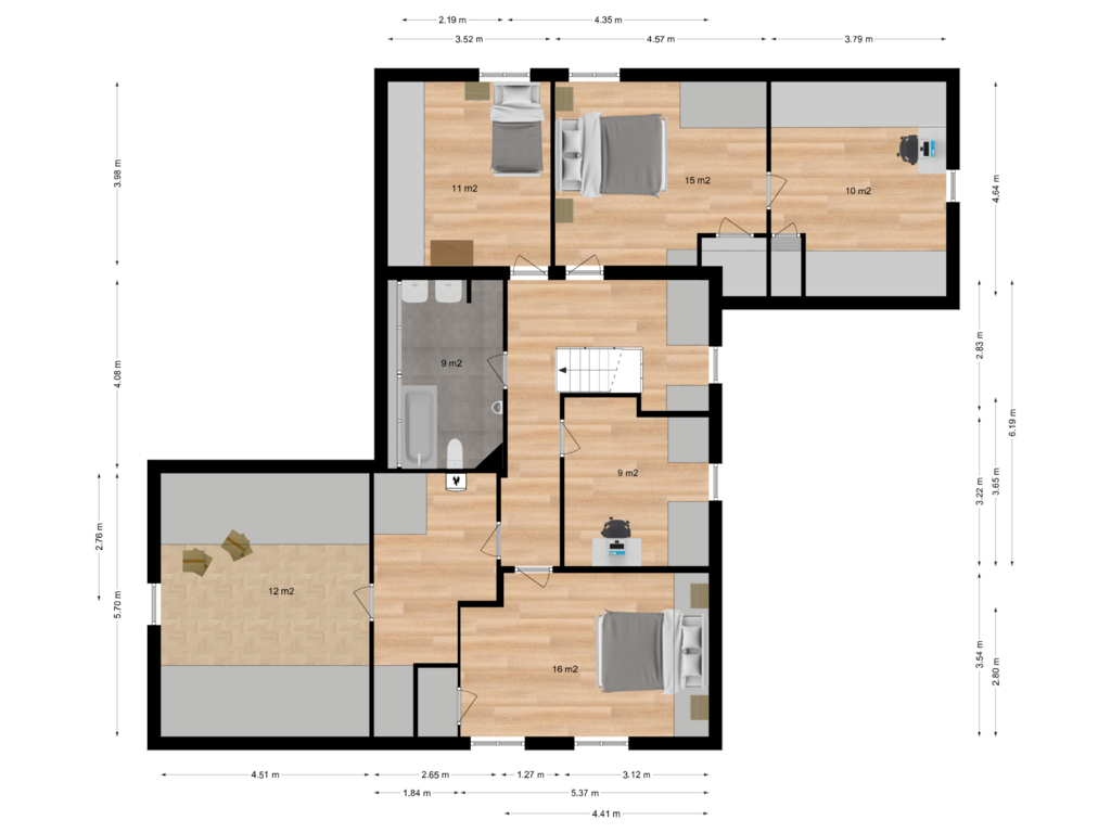 Bekijk plattegrond van Eerste verdieping van Hoenderstraat 35