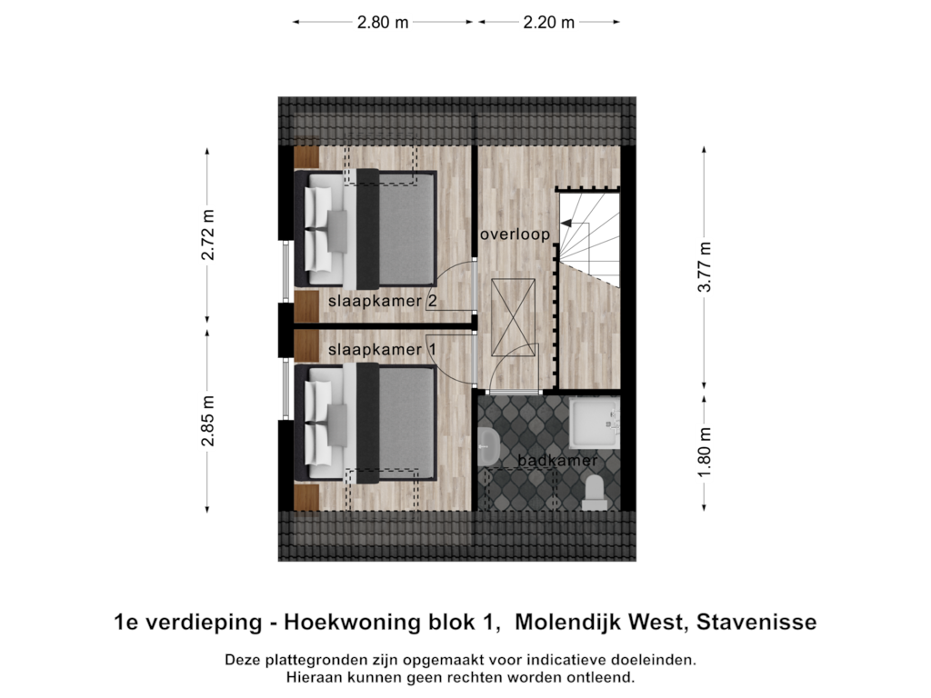 Bekijk plattegrond van 1e verdieping van Rijwoning(en) (Bouwnr. 01)