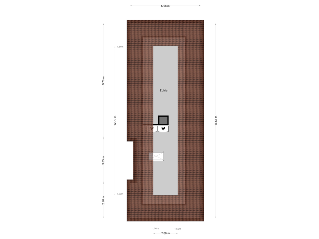 Bekijk plattegrond van Zolder van Diepenheimseweg 25-A