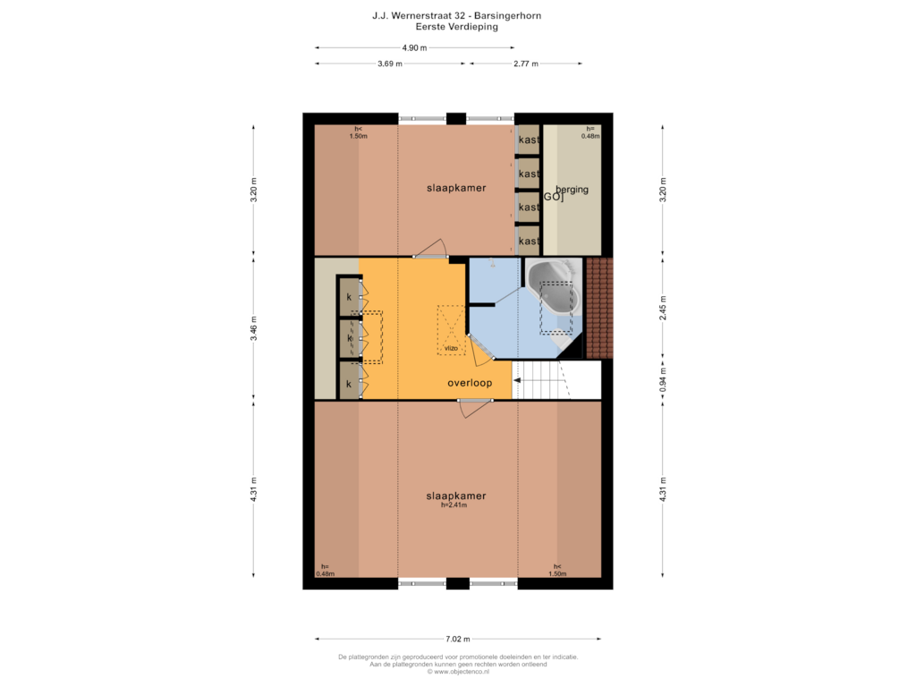 View floorplan of EERSTE VERDIEPING of J.J. Wernerstraat 32