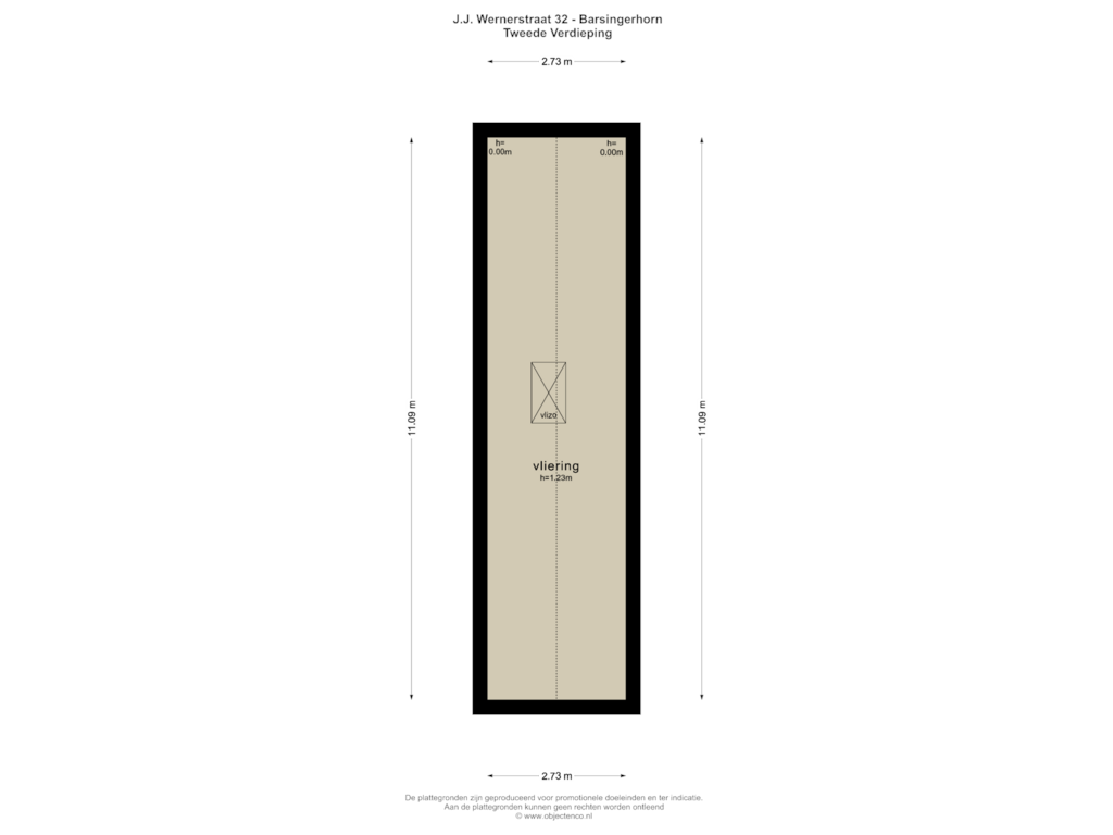 View floorplan of TWEEDE VERDIEPING of J.J. Wernerstraat 32