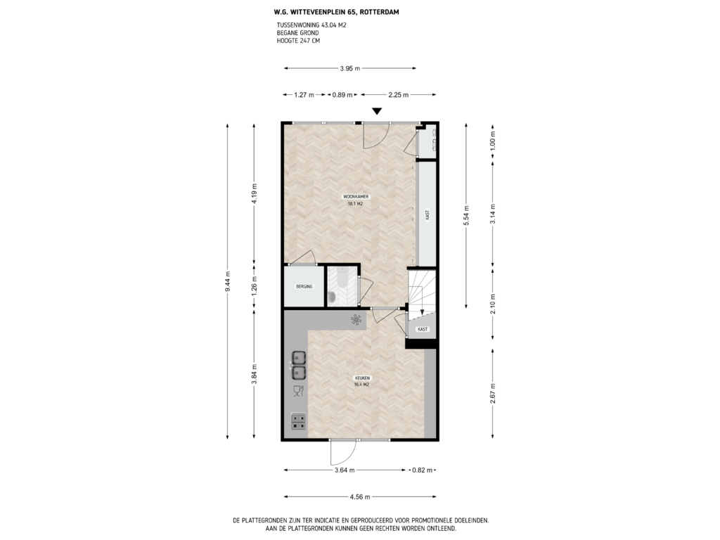 View floorplan of Begane grond of W.G. Witteveenplein 65