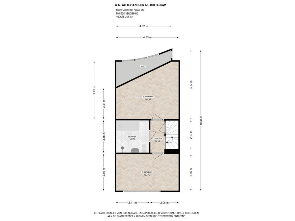 View floorplan of 2e verdieping of W.G. Witteveenplein 65