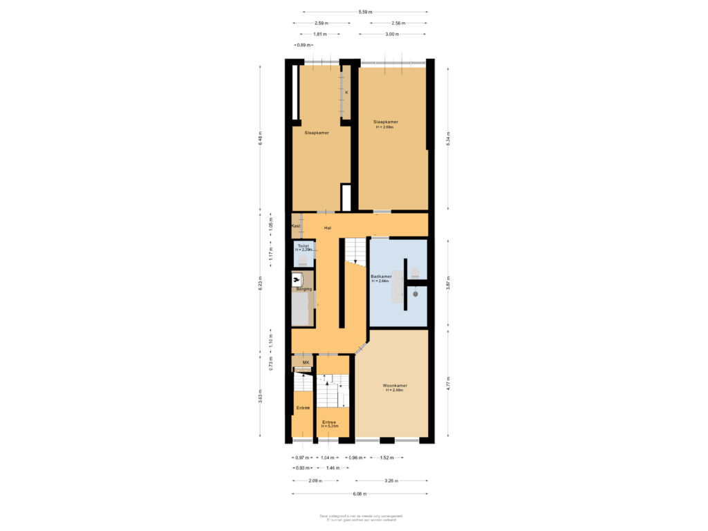 Bekijk plattegrond van Begane grond van Rochussenstraat 215-A