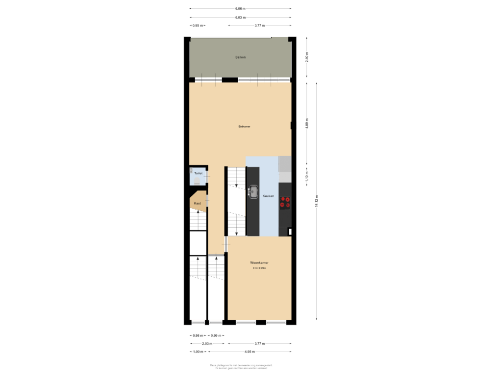 Bekijk plattegrond van Eerste verdieping van Rochussenstraat 215-A