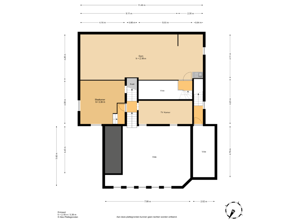 Bekijk plattegrond van Entresol van Noordvliet 147-A