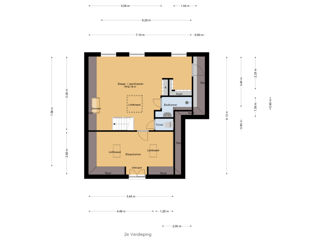 View floorplan of 2e Verdieping of Burgemeester Penstraat 2-B