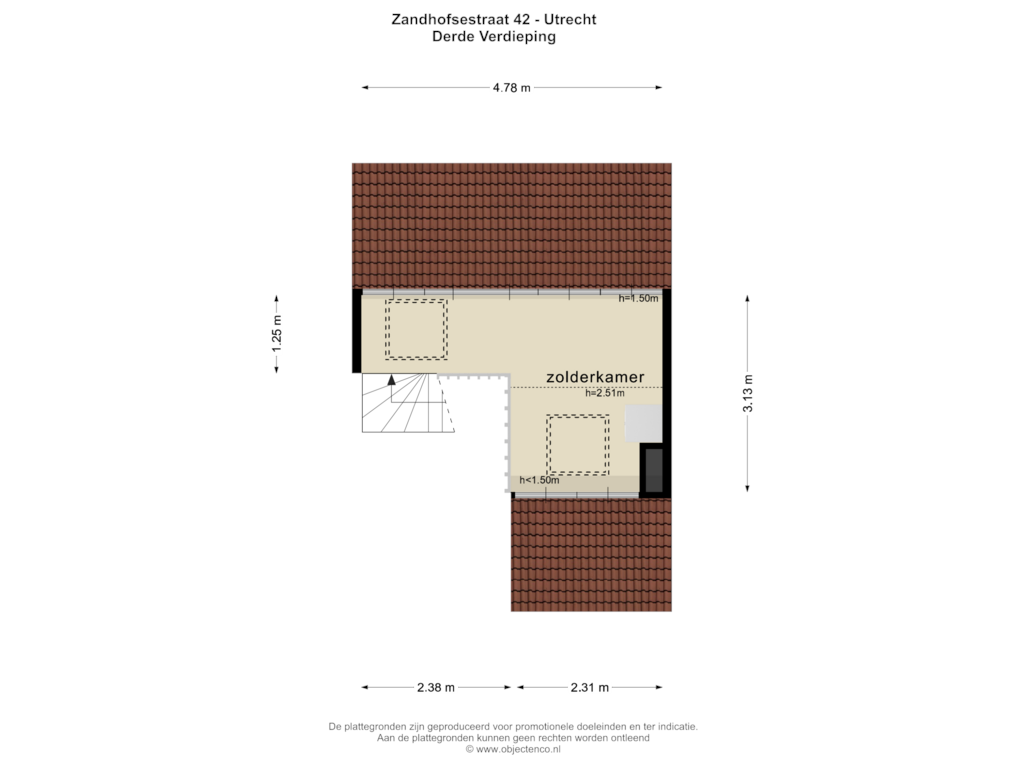 Bekijk plattegrond van Derde Verdieping van Zandhofsestraat 42