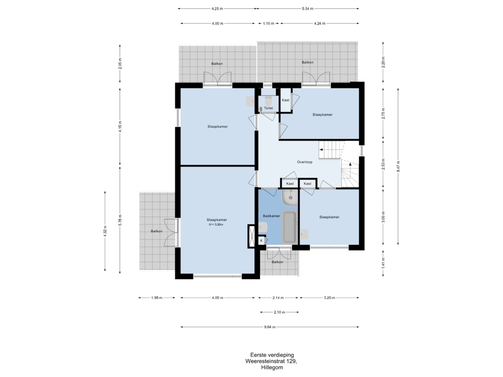 Bekijk plattegrond van Eerste verdieping van Weeresteinstraat 129