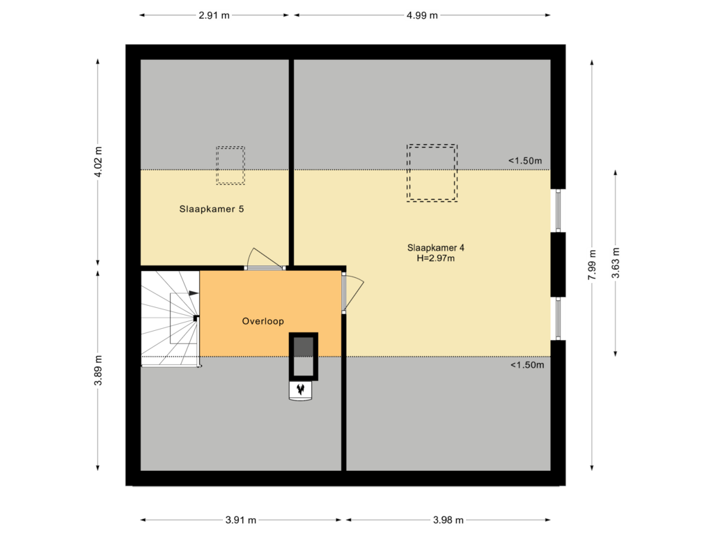 Bekijk plattegrond van Tweede verdieping van Tolhuislaan 25