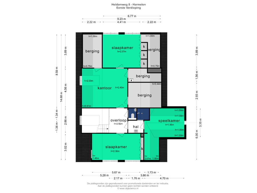 Bekijk plattegrond van Eerste Verdieping van Heldamweg 8