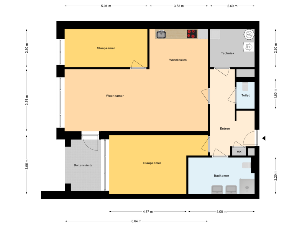 View floorplan of Begane Grond of Schorfhaer Residence (Bouwnr. 2)