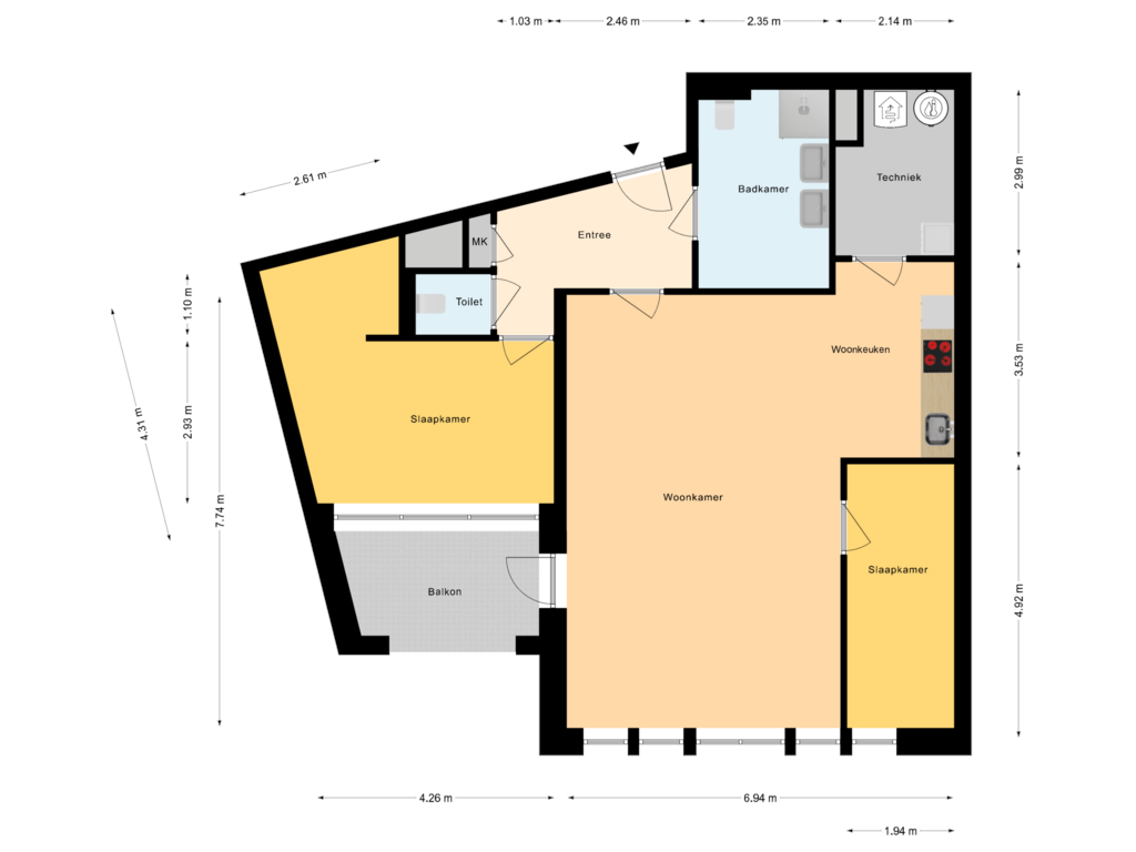 View floorplan of 1e Verdieping of Schorfhaer Residence (Bouwnr. 9)