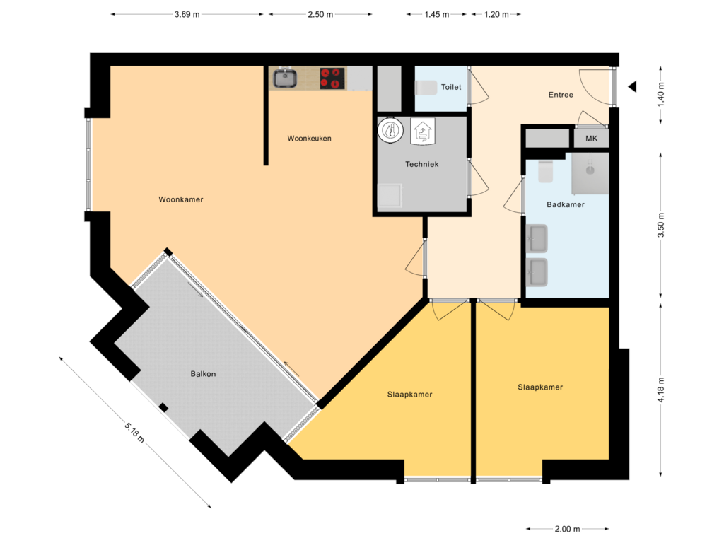 View floorplan of 2e Verdieping of Schorfhaer Residence (Bouwnr. 13)