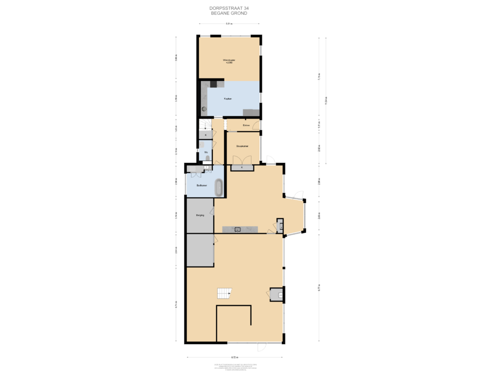 Bekijk plattegrond van Begane grond van Dorpsstraat 34