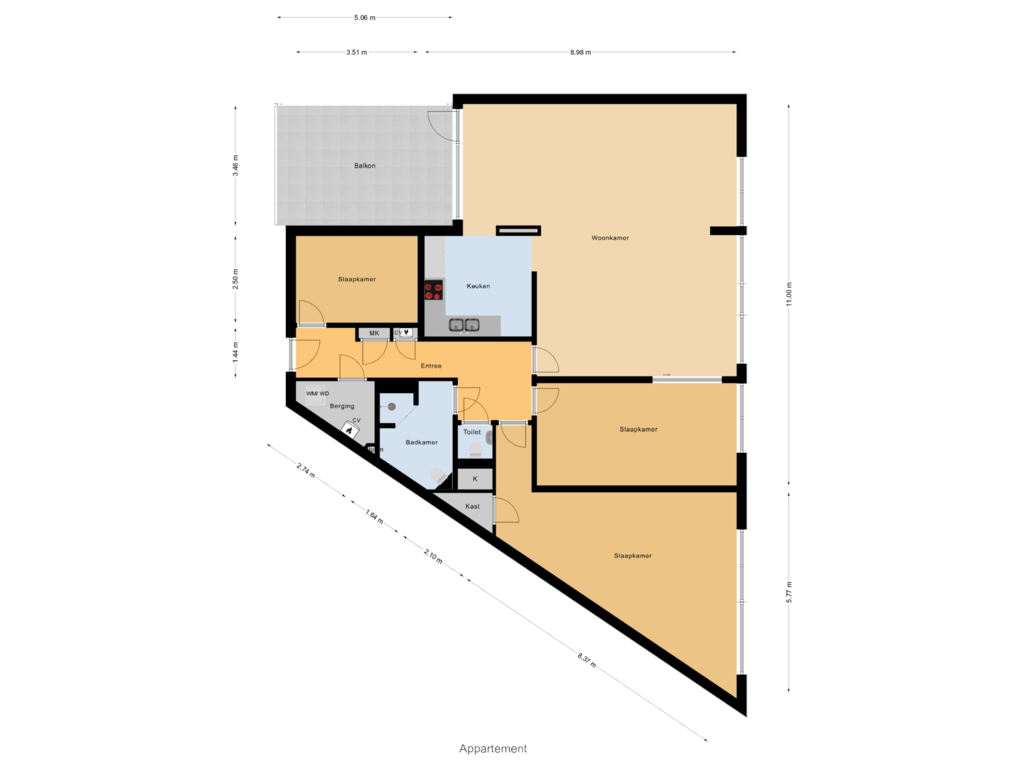 Bekijk plattegrond van Appartement van Kop van Het Ruim 69