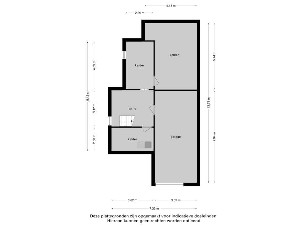 Bekijk plattegrond van souterrain van Buitenrustlaan 13