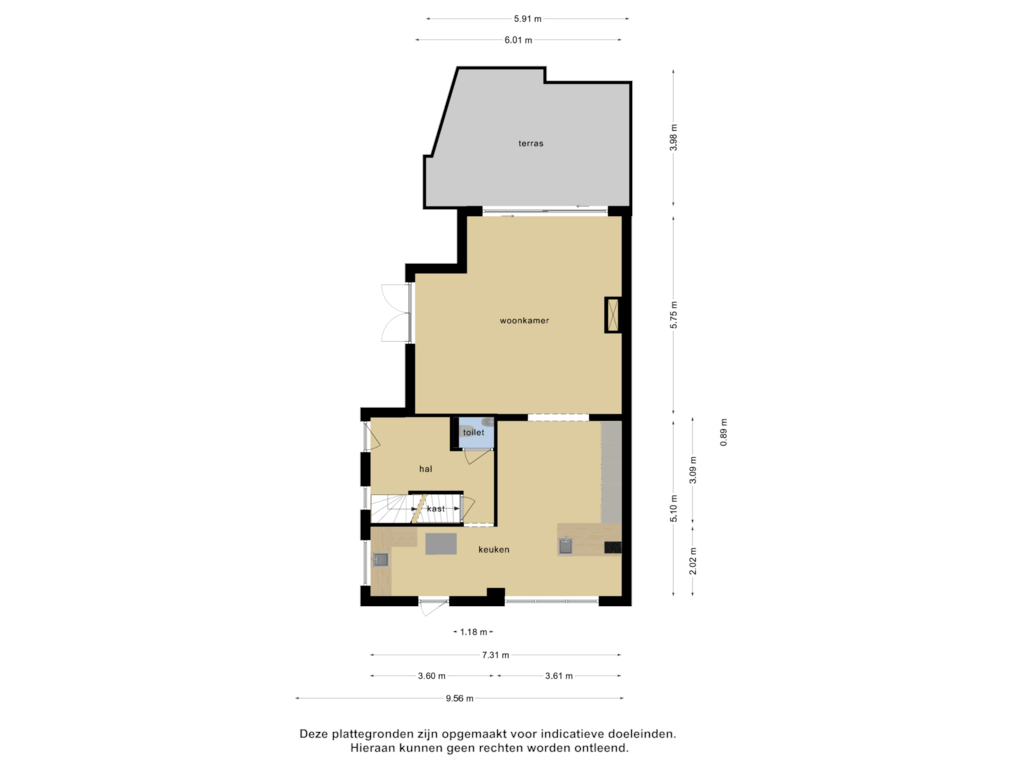 Bekijk plattegrond van begane grond van Buitenrustlaan 13