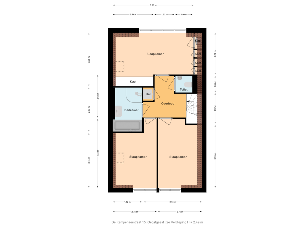 Bekijk plattegrond van 2e Verdieping van de Kempenaerstraat 15