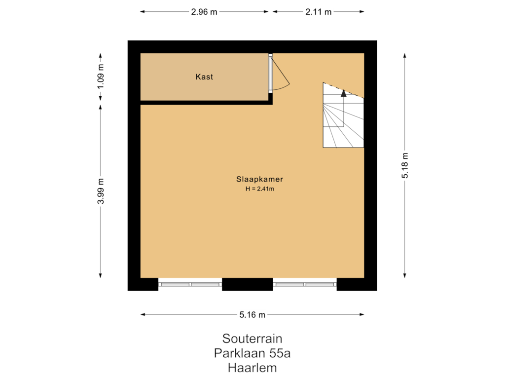 Bekijk plattegrond van Souterrain van Parklaan 55-A