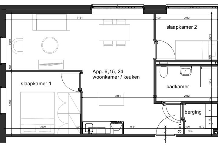 Bekijk foto 2 van 3-kamer appartement (Bouwnr. 24)