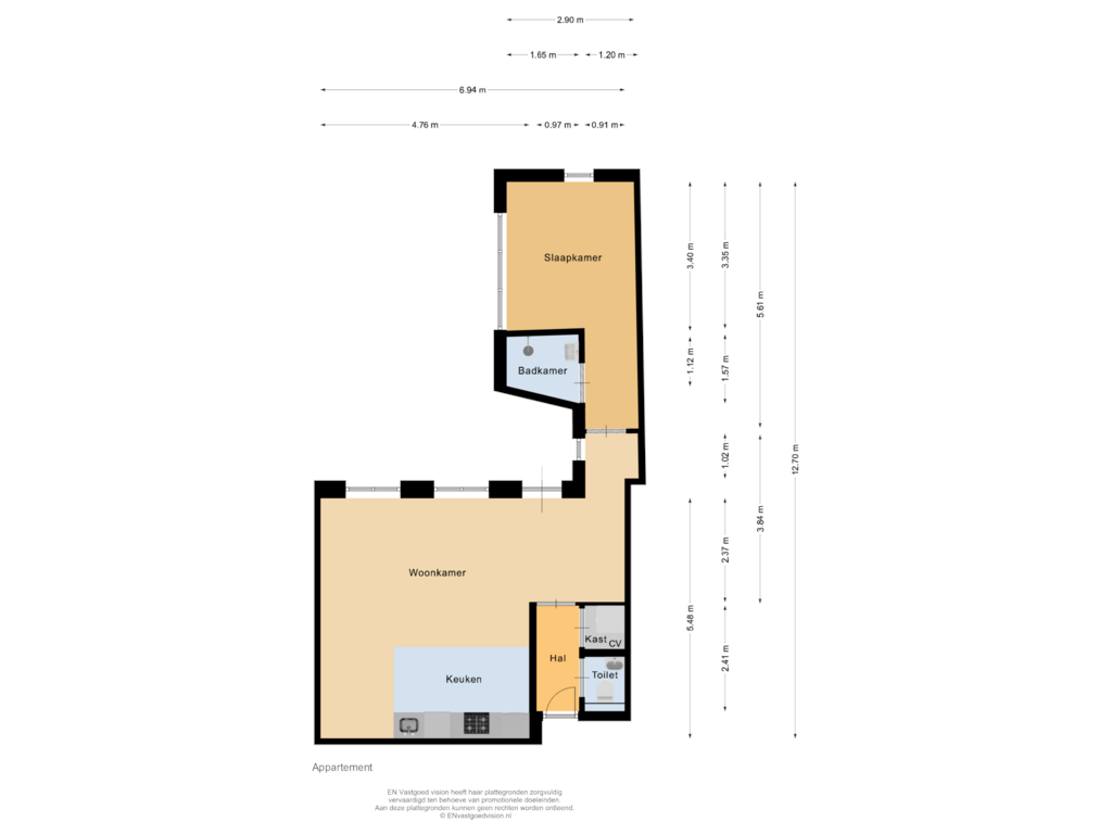 Bekijk plattegrond van Appartement van Zaanweg 65-D