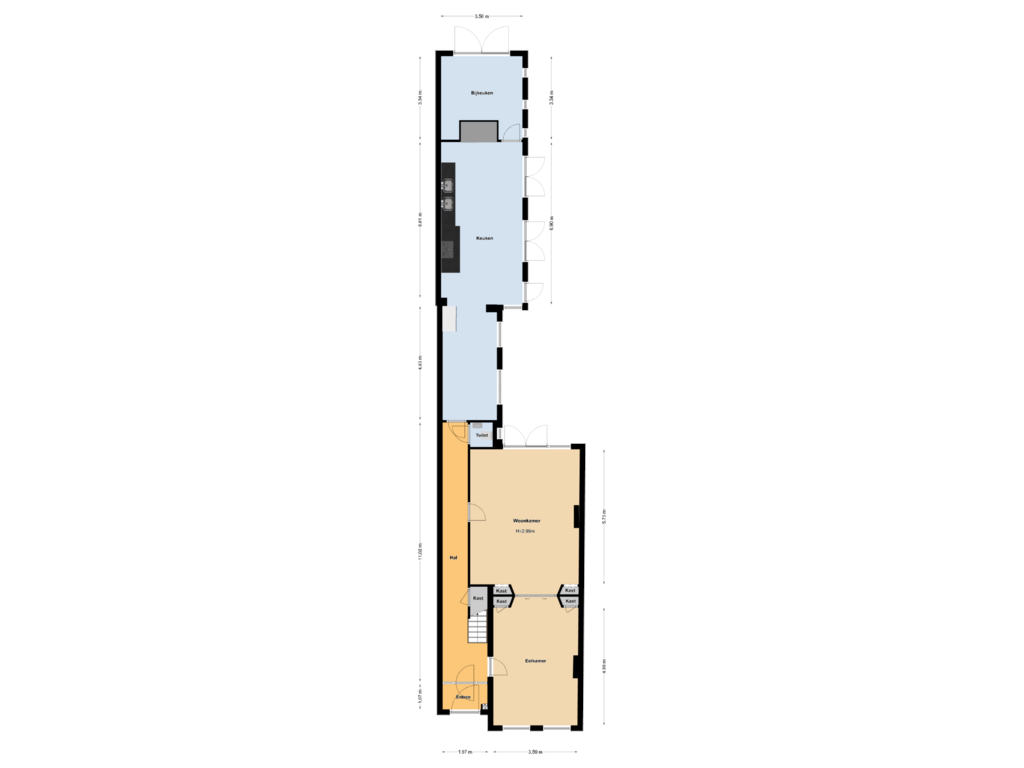 View floorplan of Begane grond of Cattenhagestraat 38