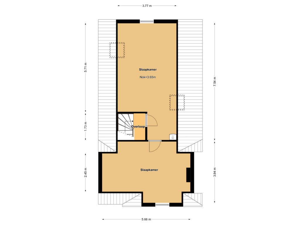 View floorplan of Tweede Verdieping of Cattenhagestraat 38