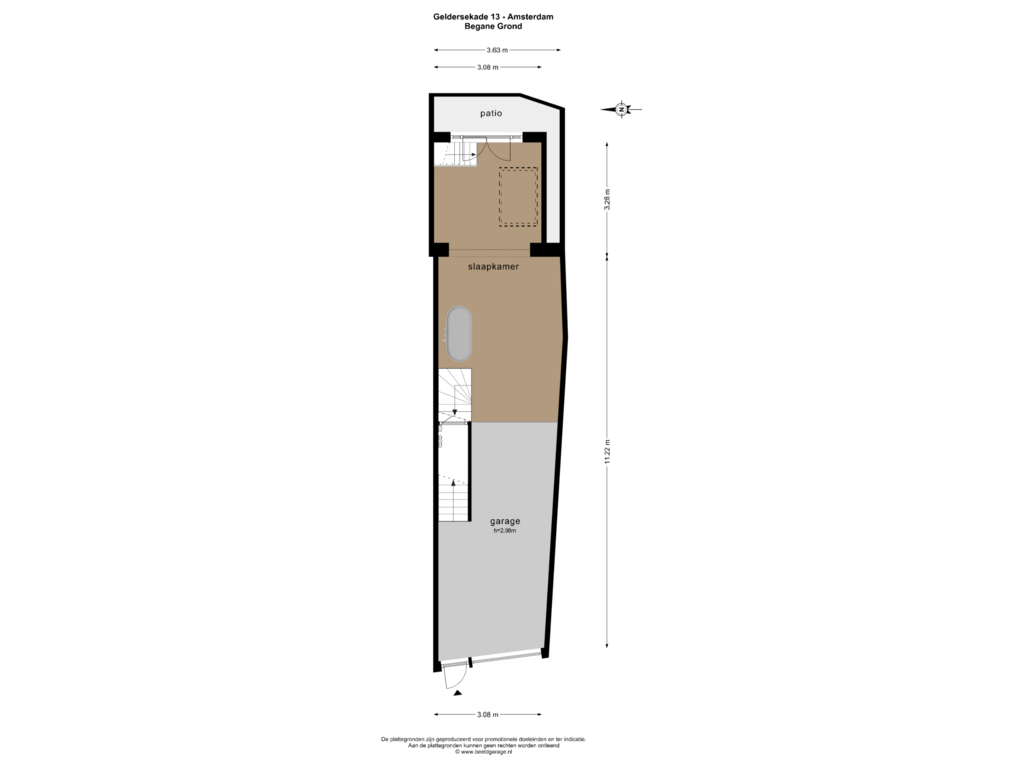 Bekijk plattegrond van BEGANE GROND van Geldersekade 13-H