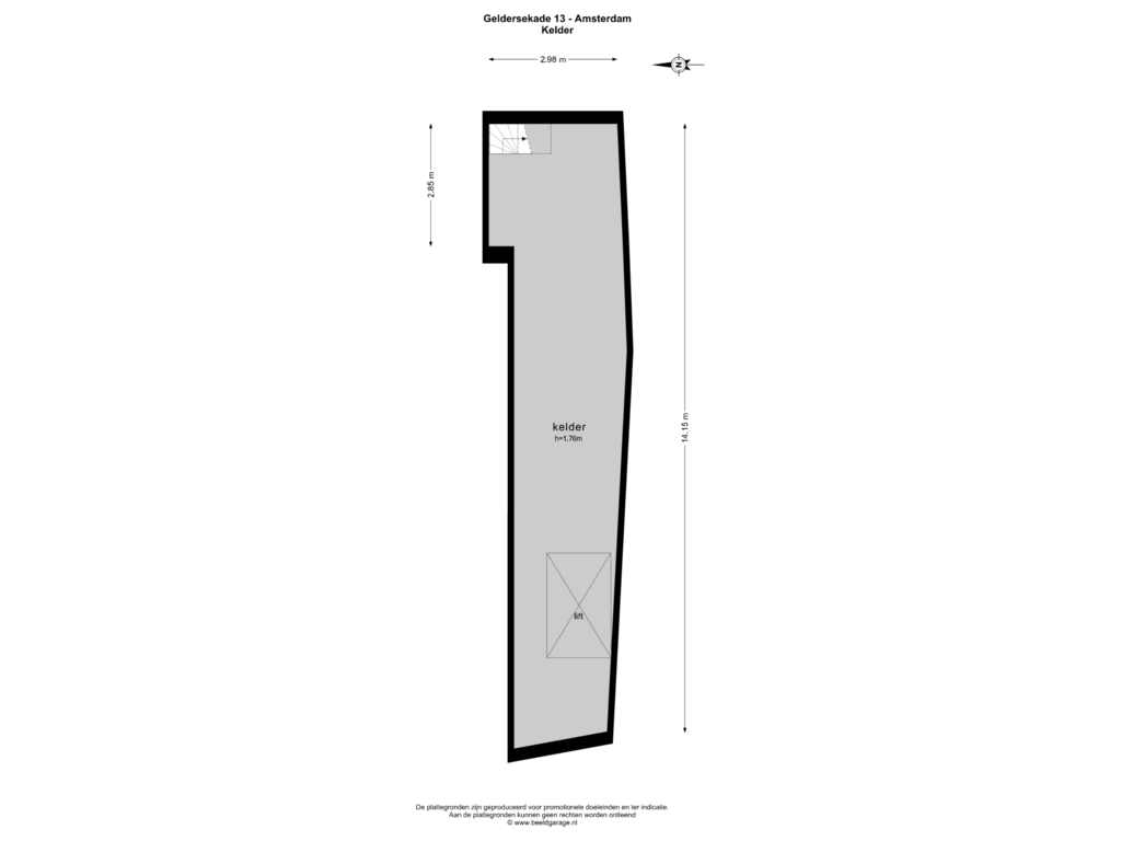 Bekijk plattegrond van KELDER van Geldersekade 13-H