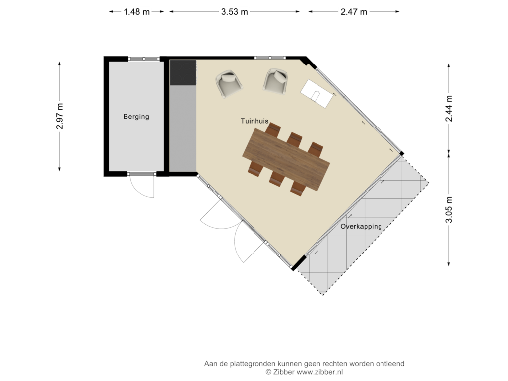 Bekijk plattegrond van Tuinhuis van Kruisstraat 1-A