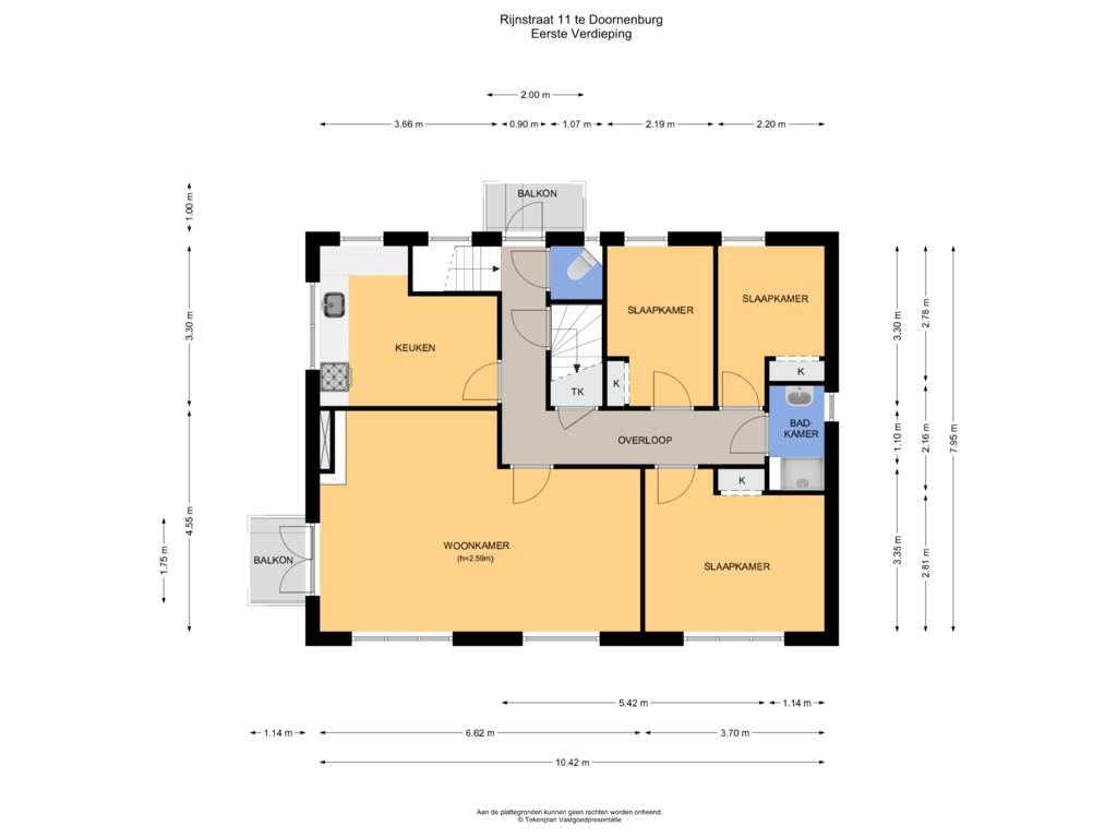 Bekijk plattegrond van Eerste Verdieping van Rijnstraat 11