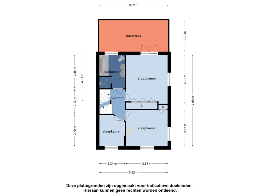 View floorplan of 1e verdieping of Deventerstraat 73-2