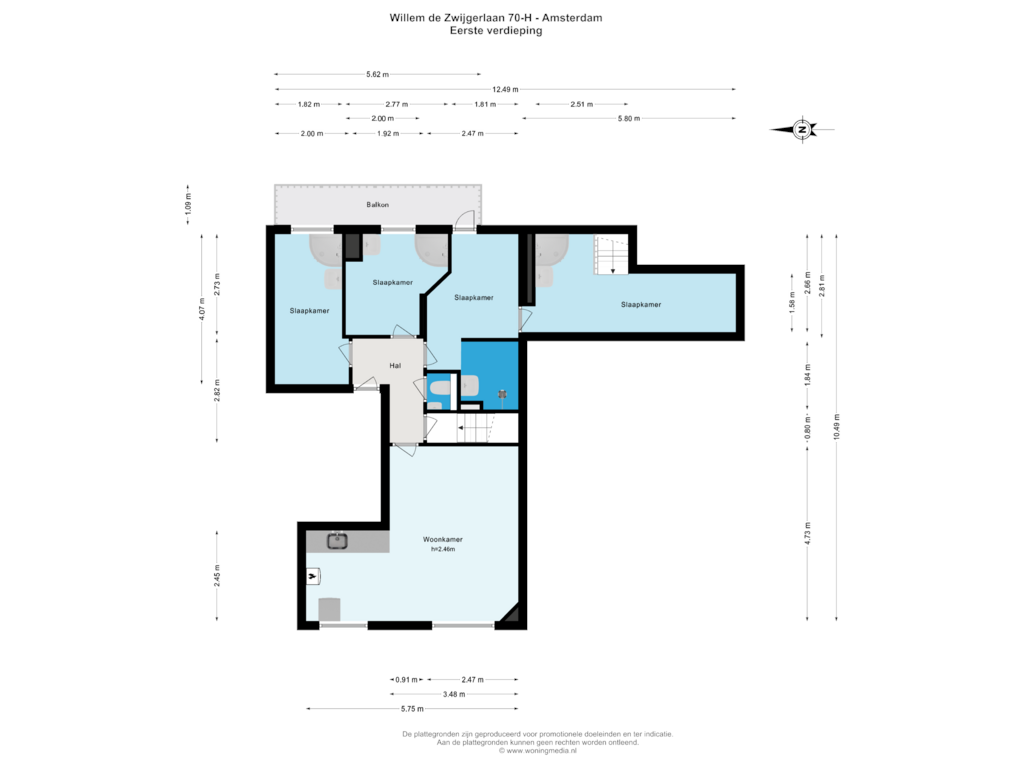 Bekijk plattegrond van Eerste verdieping van Willem de Zwijgerlaan 70