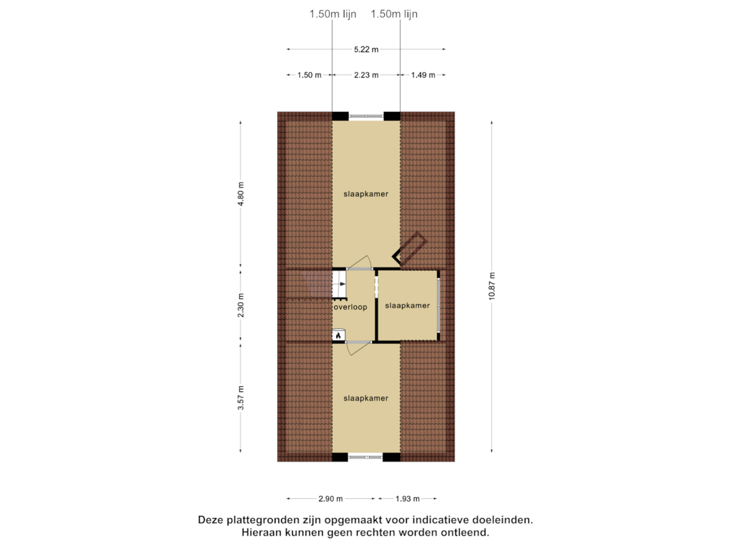 View floorplan of 1e verdieping of Kleine Heistraat 16-K076